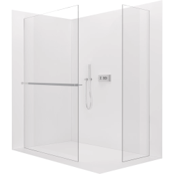 CERANO - Sprchová zástěna Walk-in Crystal T L/P - 10 mm - bezvzpěrový systém + polička/držák na ručníky - chrom, transparentní sklo- 130x130x200  (CER-8050BD82244)