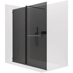 CERANO - Sprchová zástěna Walk-in Medin L/P - 8 mm - černá matná, grafitové sklo - 130x195  - dvoudílná posuvná (CER-478045)