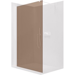 CERANO - Sprchová zástěna Walk-in Onyx Cube L/P - 8 mm - hranatá vzpěra - bílá matná, bronzové sklo - 60x200  (CER-686608)