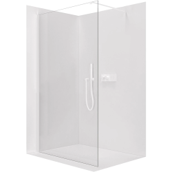 CERANO - Sprchová zástěna Walk-in Onyx Cube L/P - 8 mm - hranatá vzpěra - bílá matná, transparentní sklo - 40x200  (CER-8050BD71919)