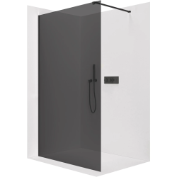 CERANO - Sprchová zástěna Walk-in Onyx Cube L/P - 8 mm - hranatá vzpěra - černá matná, grafitové sklo - 30x200  (CER-8050BD71920)