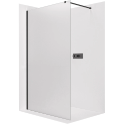 CERANO - Sprchová zástěna Walk-in Onyx Cube L/P - 8 mm - hranatá vzpěra - černá matná, mléčné sklo - 30x200  (CER-8050BD71922)