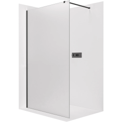 CERANO - Sprchová zástěna Walk-in Onyx Cube L/P - 8 mm - hranatá vzpěra - černá matná, mléčné sklo - 70x200  (CER-8050BD553)