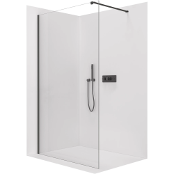 CERANO - Sprchová zástěna Walk-in Onyx Cube L/P - 8 mm - hranatá vzpěra - černá matná, transparentní sklo - 30x200  (CER-DY101B-50-202)