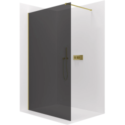 CERANO - Sprchová zástěna Walk-in Onyx Cube L/P - 8 mm - hranatá vzpěra - zlatá, grafitové sklo - 40x200  (CER-8050BD71929)