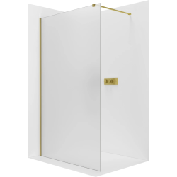 CERANO - Sprchová zástěna Walk-in Onyx Cube L/P - 8 mm - hranatá vzpěra - zlatá, mléčné sklo - 70x200  (CER-8050BD541)