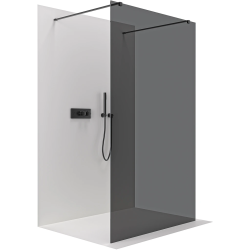 CERANO - Sprchová zástěna Walk-in Onyx Duo L/P - 8 mm - hranatá vzpěra - černá matná, grafitové sklo - 60x200  (CER-8050BD2017)
