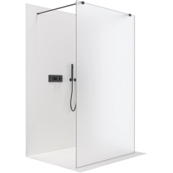 CERANO - Sprchová zástěna Walk-in Onyx Duo L/P - 8 mm - hranatá vzpěra - černá matná, mléčné sklo - 60x200  (CER-8050BD1889)