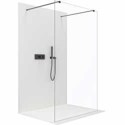 CERANO - Sprchová zástěna Walk-in Onyx Duo L/P - 8 mm - hranatá vzpěra - černá matná, transparentní sklo - 70x200  (CER-8050BD2030)
