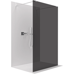 CERANO - Sprchová zástěna Walk-in Onyx Duo L/P - 8 mm - hranatá vzpěra - chrom, grafitové sklo- 60x200  (CER-8050BD1755)