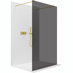 CERANO - Sprchová zástěna Walk-in Onyx Duo L/P - 8 mm - hranatá vzpěra - zlatá, grafitové sklo - 50x200  (CER-8050BD1768)