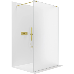 CERANO - Sprchová zástěna Walk-in Onyx Duo L/P - 8 mm - hranatá vzpěra - zlatá, mléčné sklo - 70x200  (CER-8050BD1878)