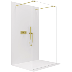 CERANO - Sprchová zástěna Walk-in Onyx Duo L/P - 8 mm - hranatá vzpěra - zlatá, transparentní sklo - 60x200  (CER-8050BD1791)
