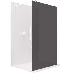 CERANO - Sprchová zástěna Walk-in Onyx Duo L/P - 8 mm - kulatá vzpěra - bílá matná, grafitové sklo - 50x200  (CER-8050BD2116)