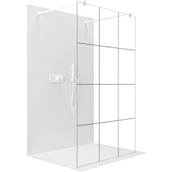 CERANO - Sprchová zástěna Walk-in Onyx Duo L/P - 8 mm - kulatá vzpěra  -  bílá matná, industriální sklo - 90x200  (CER-8050BD2165)