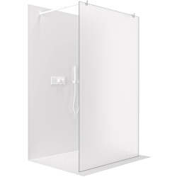 CERANO - Sprchová zástěna Walk-in Onyx Duo L/P - 8 mm - kulatá vzpěra - bílá matná, mléčné sklo - 60x200  (CER-8050BD2189)
