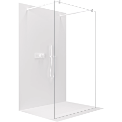 CERANO - Sprchová zástěna Walk-in Onyx Duo L/P - 8 mm - kulatá vzpěra - bílá matná, transparentní sklo - 60x200  (CER-8050BD2146)