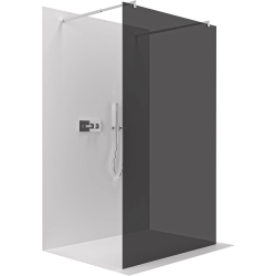 CERANO - Sprchová zástěna Walk-in Onyx Duo L/P - 8 mm - kulatá vzpěra - chrom, grafitové sklo - 50x200  (CER-8050BD2092)