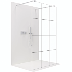 CERANO - Sprchová zástěna Walk-in Onyx Duo L/P - 8 mm - kulatá vzpěra  -  chrom, industriální sklo - 90x200  (CER-8050BD2157)