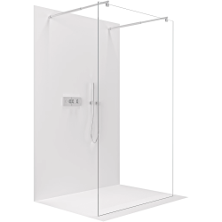 CERANO - Sprchová zástěna Walk-in Onyx Duo L/P - 8 mm - kulatá vzpěra - chrom, transparentní sklo - 60x200  (CER-8050BD2377)