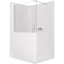 CERANO - Sprchová zástěna Walk-in Onyx Half Cube L/P - 8 mm - hranatá vzpěra - chrom, transparentní sklo - 100x100  (CER-978623)