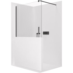 CERANO - Sprchová zástěna Walk-in Onyx Half Round L/P - 8 mm - kulatá vzpěra - černá matná, transparentní sklo - 80x100  (CER-681592)