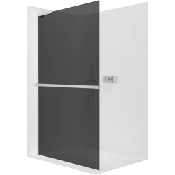 CERANO - Sprchová zástěna Walk-in Onyx L-levá vzpěra - 10 mm + polička/držák na ručníky - chrom, grafitové sklo - 110x200  (CER-8050BD74678)