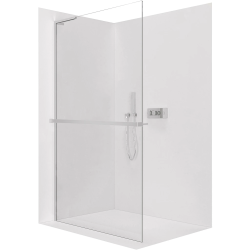 CERANO - Sprchová zástěna Walk-in Onyx L-levá vzpěra - 10 mm + polička/držák na ručníky - chrom, transparentní sklo - 130x200  (CER-8050BD74572)