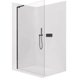 CERANO - Sprchová zástěna Walk-in Onyx L-levá vzpěra - 8 mm - černá matná, transparentní sklo - 40x200  (CER-DY101B-60-204)