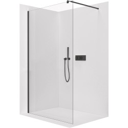 CERANO - Sprchová zástěna Walk-in Onyx Round L/P - 6 mm - černá matná, transparentní sklo - 80x190  (CER-670882)