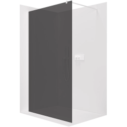 CERANO - Sprchová zástěna Walk-in Onyx Round L/P - 8 mm - kulatá vzpěra - bílá matná, grafitové sklo - 30x200  (CER-8050BD7938)