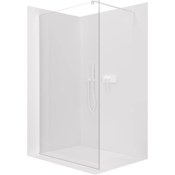 CERANO - Sprchová zástěna Walk-in Onyx Round L/P - 8 mm - kulatá vzpěra - bílá matná, transparentní sklo - 60x200  (CER-482956)