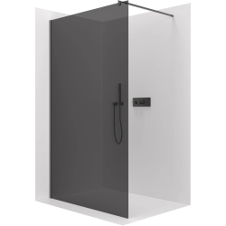 CERANO - Sprchová zástěna Walk-in Onyx Round L/P - 8 mm - kulatá vzpěra - černá matná, grafitové sklo - 50x200  (CER-426397)