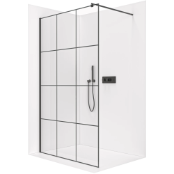 CERANO - Sprchová zástěna Walk-in Onyx Round L/P - 8 mm - kulatá vzpěra  - černá matná, industriální sklo - 120x200  (CER-482872)