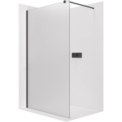 CERANO - Sprchová zástěna Walk-in Onyx Round L/P - 8 mm - kulatá vzpěra - černá matná, mléčné sklo - 60x200  (CER-8050BD288)