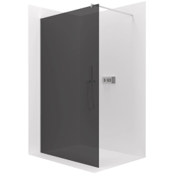 CERANO - Sprchová zástěna Walk-in Onyx Round L/P - 8 mm - kulatá vzpěra - chrom, grafitové sklo - 30x200  (CER-8050BD7944)