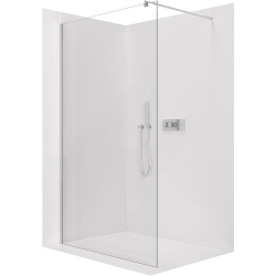 CERANO - Sprchová zástěna Walk-in Onyx Round L/P - 8 mm - kulatá vzpěra - chrom, transparentní sklo - 130x200  (CER-426385)