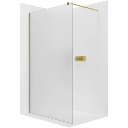 CERANO - Sprchová zástěna Walk-in Onyx Round L/P - 8 mm - kulatá vzpěra - zlatá, mléčné sklo - 30x200  (CER-8050BD7950)