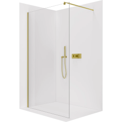 CERANO - Sprchová zástěna Walk-in Onyx Round L/P - 8 mm - kulatá vzpěra - zlatá, transparentní sklo - 30x200  (CER-8050BD7952)