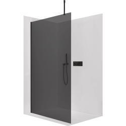 CERANO - Sprchová zástěna Walk-in Onyx Top Cube L/P - 8 mm - hranatá vzpěra - černá matná, grafitové sklo - 30x200  (CER-8050BD71958)