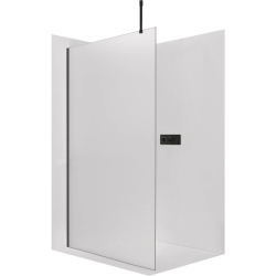CERANO - Sprchová zástěna Walk-in Onyx Top Cube L/P - 8 mm - hranatá vzpěra - černá matná, mléčné sklo - 30x200  (CER-8050BD71960)