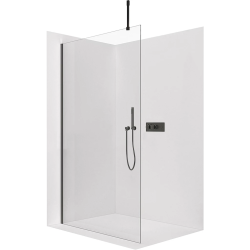 CERANO - Sprchová zástěna Walk-in Onyx Top Cube L/P - 8 mm - hranatá vzpěra - černá matná, transparentní sklo - 70x200  (CER-8050BD7040)