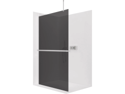 CERANO - Sprchová zástěna Walk-in Onyx Top Round L/P - 10 mm - kulatá vzpěra + polička/držák na ručníky - chrom, grafitové sklo - 130x200  (CER-8050BD785916)