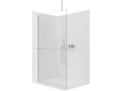CERANO - Sprchová zástěna Walk-in Onyx Top Round L/P - 10 mm - kulatá vzpěra + polička/držák na ručníky - chrom, transparentní sklo - 150x200  (CER-8050BD785926)