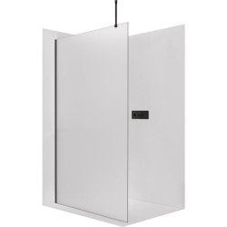 CERANO - Sprchová zástěna Walk-in Onyx Top Round L/P - 8 mm - kulatá vzpěra - černá matná, mléčné sklo - 60x200  (CER-8050BD1553)
