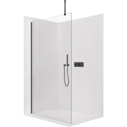 CERANO - Sprchová zástěna Walk-in Onyx Top Round L/P - 8 mm - kulatá vzpěra - černá matná, transparentní sklo - 70x200  (CER-8050BD1694)