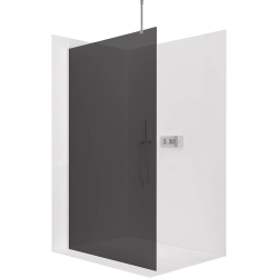 CERANO - Sprchová zástěna Walk-in Onyx Top Round L/P - 8 mm - kulatá vzpěra - chrom, grafitové sklo- 60x200  (CER-8050BD1419)