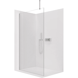 CERANO - Sprchová zástěna Walk-in Onyx Top Round L/P - 8 mm - kulatá vzpěra - chrom, transparentní sklo - 40x200  (CER-DY101-60-207)