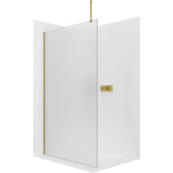 CERANO - Sprchová zástěna Walk-in Onyx Top Round L/P - 8 mm - kulatá vzpěra - zlatá, mléčné sklo - 60x200  (CER-8050BD1541)