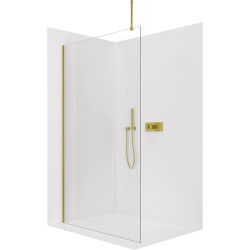 CERANO - Sprchová zástěna Walk-in Onyx Top Round L/P - 8 mm - kulatá vzpěra - zlatá, transparentní sklo - 40x200  (CER-8050BD71985)